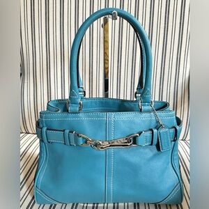 COACH Hampton Blue Leather Satchel Bag